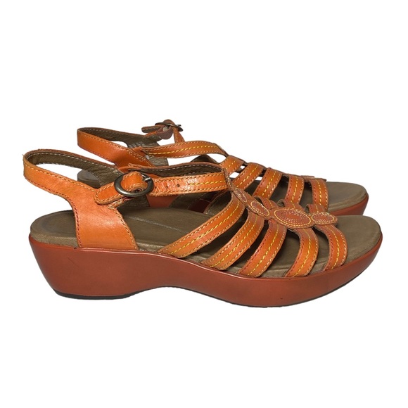 Dansko Sandals Drea Tangerine Orange Womens size 38 shoes - Picture 2 of 12